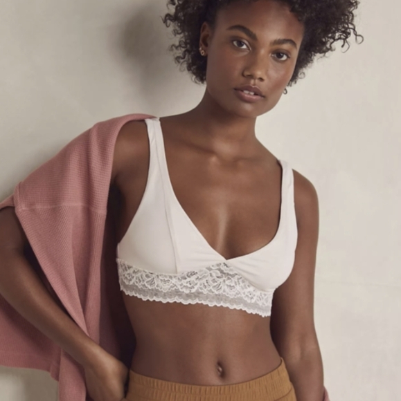 Free PEOPLE intimately essential longline bralette bra ivory xs - Picture 1 of 9